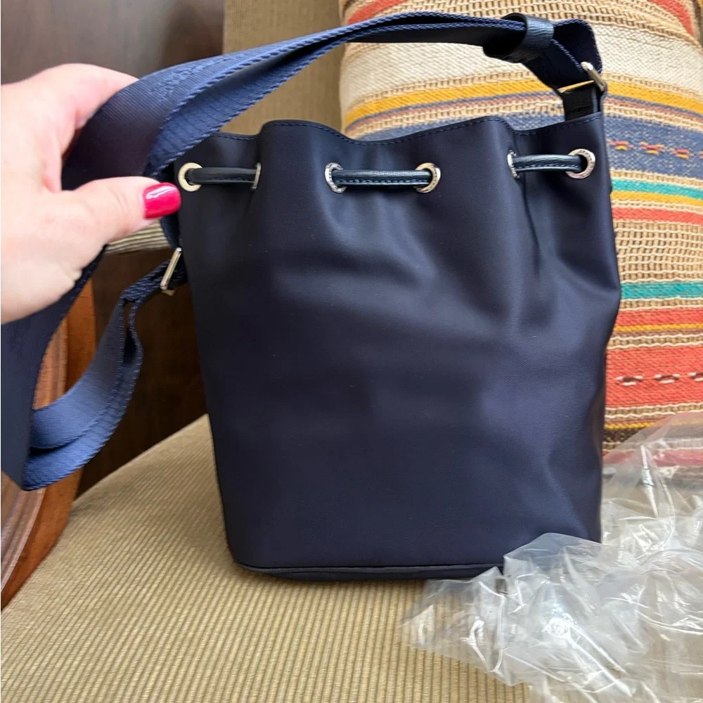 Longchamp Le Pilage Small Drawstring Bag, Navy, Brand New - Picture 3 of 5